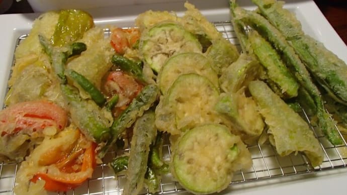 夏野菜の天ぷらと第2菜園の様子