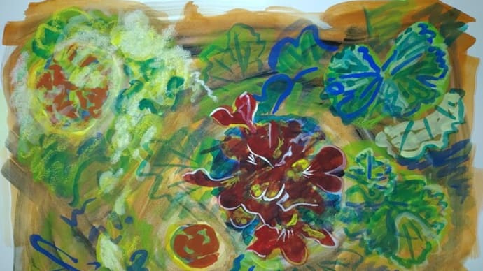 絵画作品「ゼラニュウムの花」/ an art work " Flowers of geranium " drawn by Katsutoshi Ishikawa