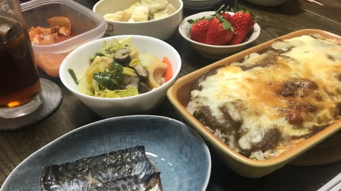 カレーの残り物で