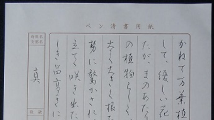 書道教室 ペン 8月号課題