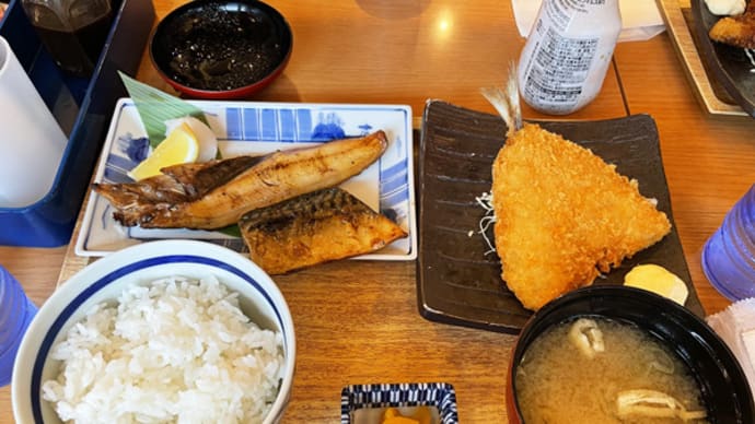 釣宿酒場 マヅメ＠西新宿「本日の焼き魚と大アジフライ定食」