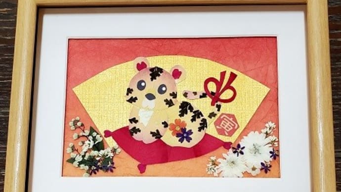 押し花で来年の干支を作る