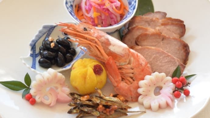 アガベで♪ワンプレートおせち 〜簡単焼豚、海老のうま煮〜