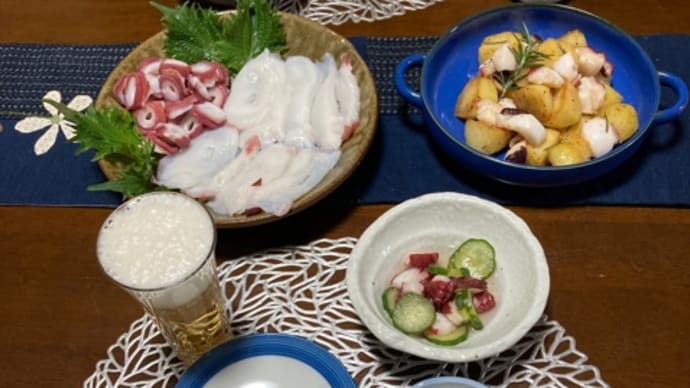 たこ飯などたこ三昧の夕食