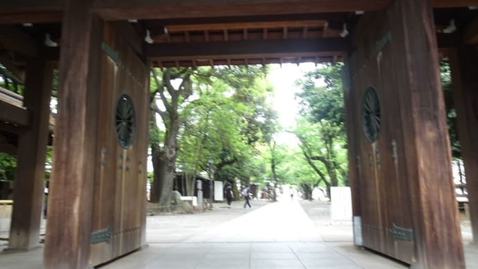 今日は靖国神社の南門から入りましょう！たまには良いでしょう！市ヶ谷から来たので！