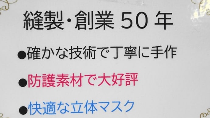 防護素材使用～マスク～　　　　相模原市・緑区　通販店高城商店