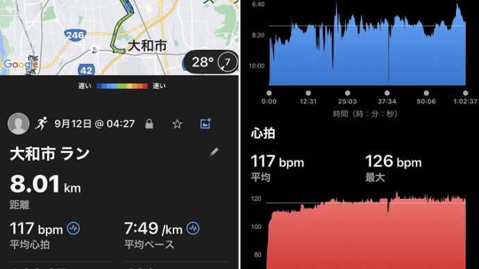 朝ラン８ｋｍとバイク１５ｋｍ、母と散歩 & 隣家の庭仕事