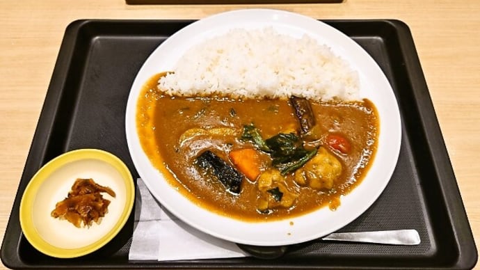 松のや 行徳店(マイカリー食堂併設)で彩り野菜&ごろごろチキンカレー(ごはん大盛、4辛)(2023年8月18日)