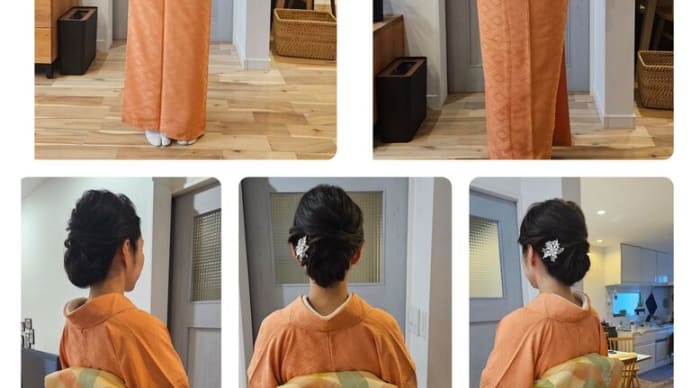 令和6年12月7日出張着付けは堺市北区、色無地の着付&ヘアセットのご依頼でした(担当は坂田・嶋岡)