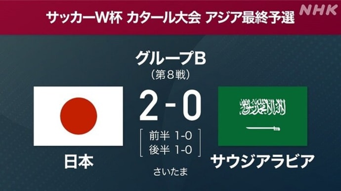 サウジアラビアを一蹴 WCアジア最終予選