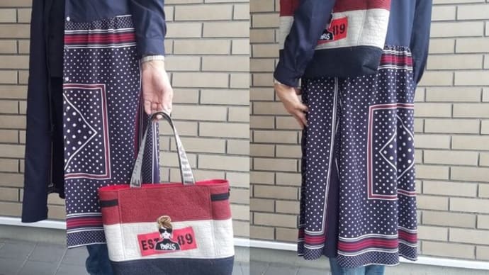 持ってみたシリーズ♪ Parisガールトリコロールバッグ ロングシャツはMoeさんのです∠(* ̄∇ ̄)/