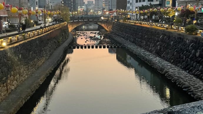 眼鏡橋からの夕暮れ