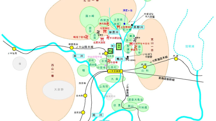 京野菜の名前についた地域名の地図