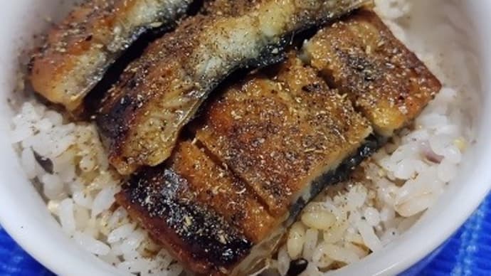 【12/25晩御飯】三重県産鰻蒲焼真ん中部で鰻丼、残るは頭側のみとなったんだね:D