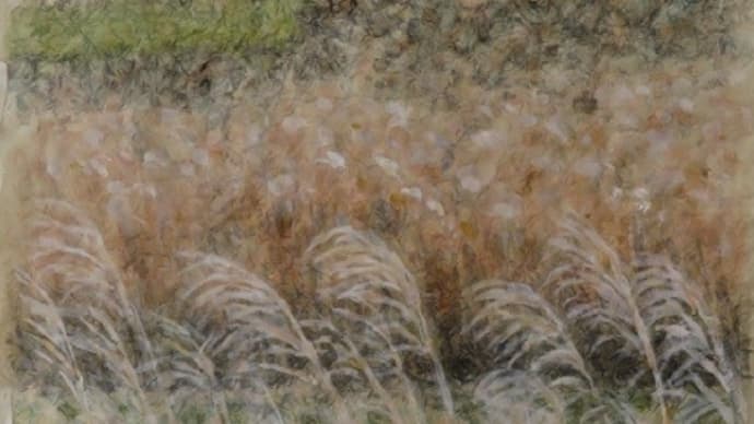 楽描き水彩画「名古屋城内堀の冬」