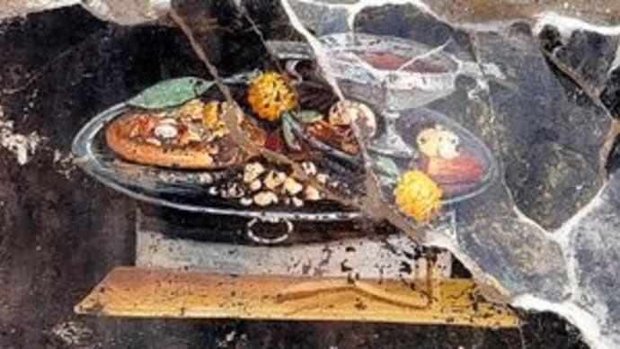 「ピザの祖先?　イタリア古代都市ポンペイの遺跡でフレスコ画発見」(2023.6.28)@イタリアのニュース