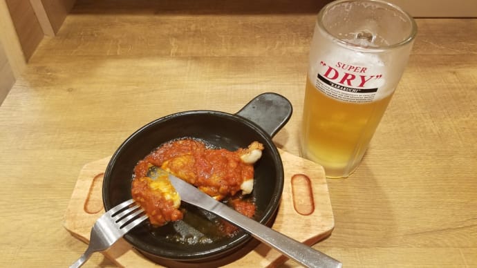 生ビール中ジョッキ&若鶏のグリルガーリックソース=570円@ガスト