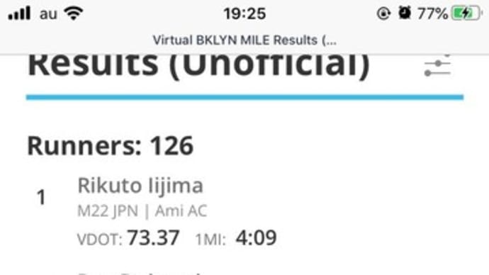 ブルックリンマイルバーチャルレースに本日参加!