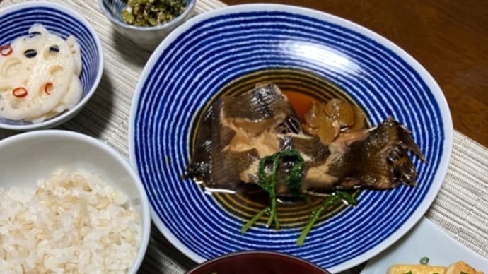 カレイの煮付けと桜の開花の様子