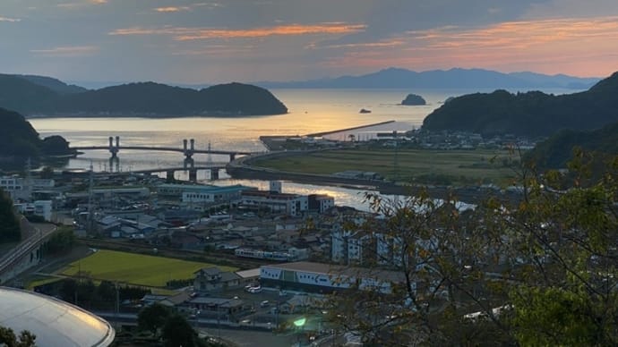 佐敷城跡にて不知火海の夕景