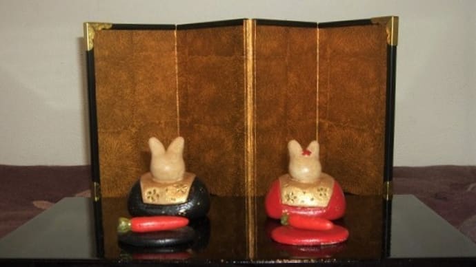 「お雛様(おひなさま)」作品2・・・今回は「オーブン陶土」のお雛様とかわいい動物たち(^^)