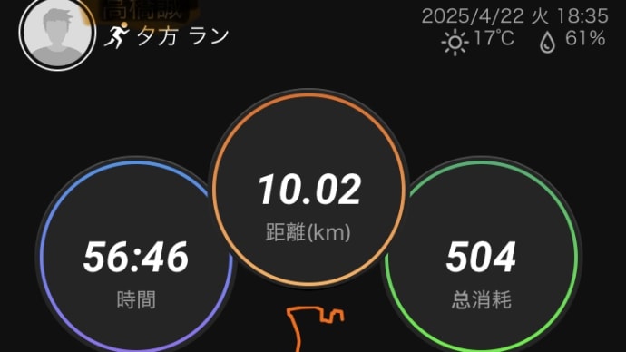 ランニング10km 4/22(火)