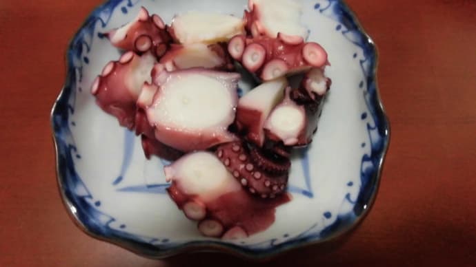 居酒屋メニューで一杯、タコぶつと冷奴