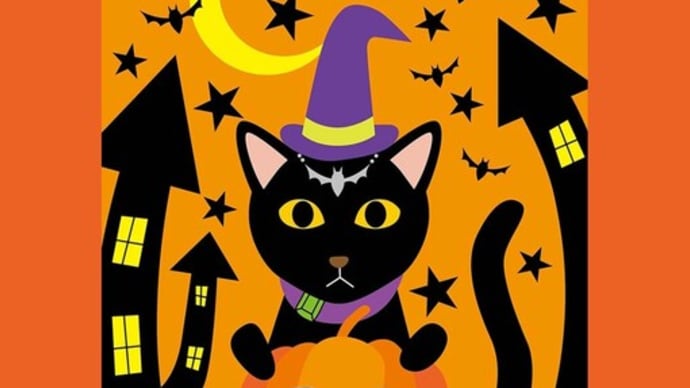 ハロウィン猫イラスト。スマホのホーム画面用。221023