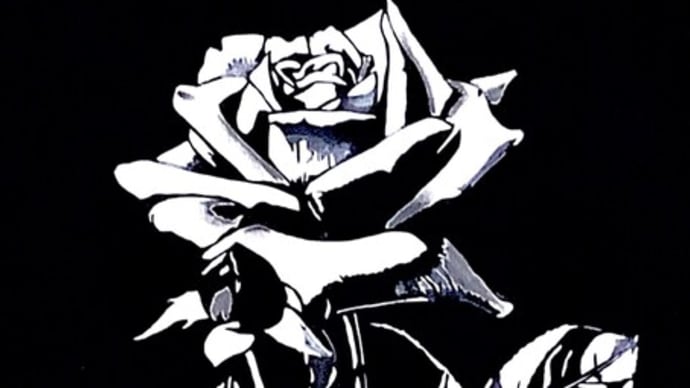 切り絵「バックが黒の薔薇シリーズ」 A4