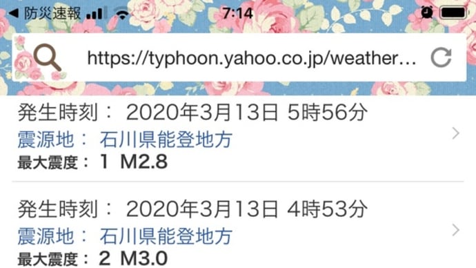 (゚Д゚;∂ きょうは13日の金曜日だわ、そして地震頻発も気になります。輪島で震度5強