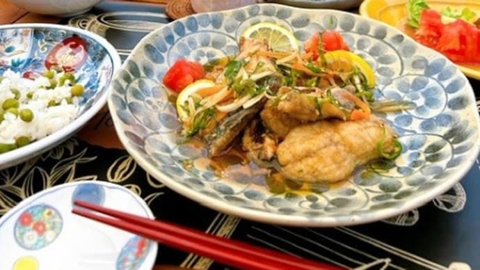 アジの南蛮漬け&豆ごはん