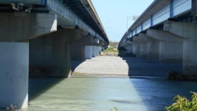 天竜川西岸から見た国一橋と鉄道橋