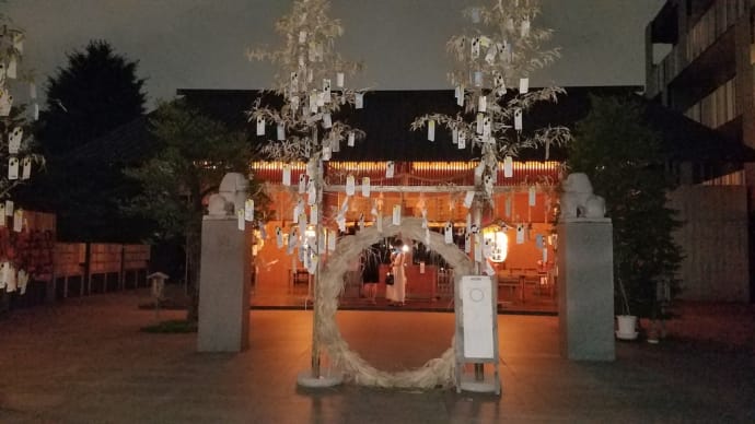 夏越の祓の「茅の輪」が七夕飾りになっていました＠赤城神社（新宿区神楽坂）