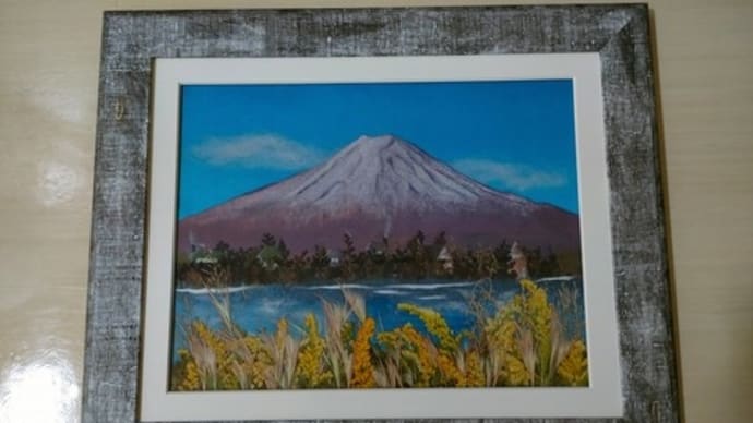 河口湖からの富士山（押し花）