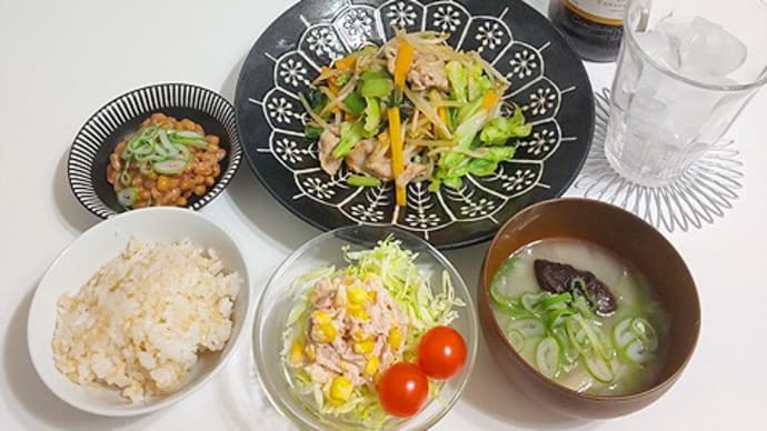 4月2日 肉野菜炒め定食飲酒。