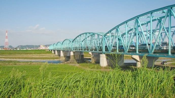富山市郊外・・・神通川・・有沢橋のたもとで　　　新田次郎の小説「神通川」の原点に立って