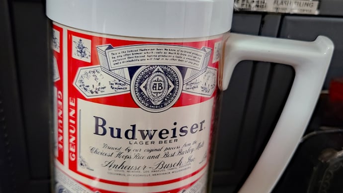 70s Vintage Thermo-Sew Beer Mug .  /  Budweiser.