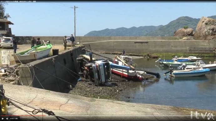 愛媛宇和島・トラック小型クレーン転倒落下死亡