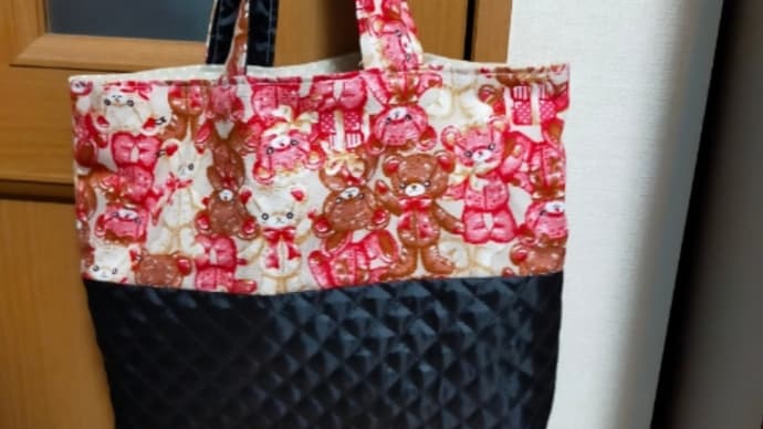 ハンドメイド くまちゃん柄トートバッグ レッスンバッグ
