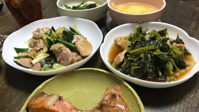 鶏とネギの炒め物