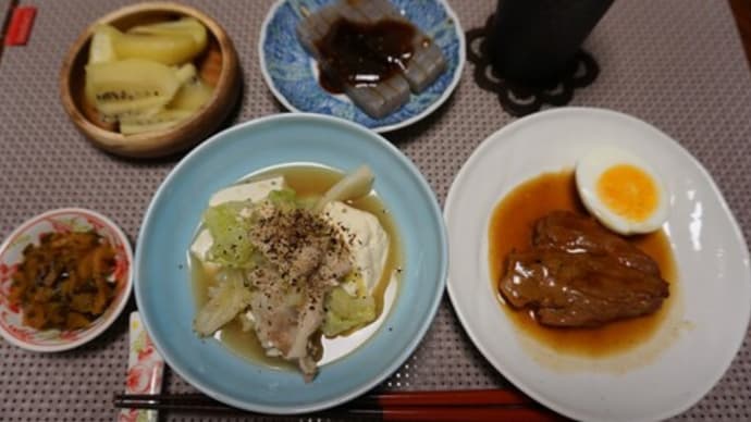 豚キャベツ豆腐の鶏ガラしょうゆ