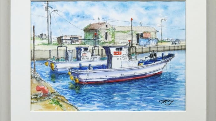 「秋田県・男鹿半島・北浦漁港」の絵を描きました