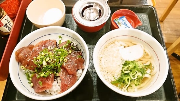  なか卯（西葛西駅前店）で漬けかつお丼(並)＋小はいからうどん（2022年2月11日）
