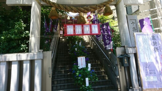 麻布の十番稲荷神社とかえるさん、NHKカナカナ見てます♪