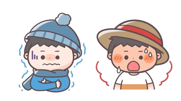 寒い暑い、凍える茹だる、年中痺れる