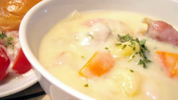 クリームシチューと麦焼酎
