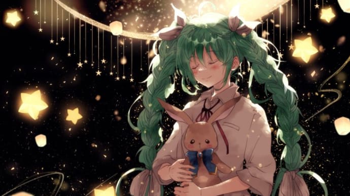 【イラスト】回る空うさぎ(初音ミク)
