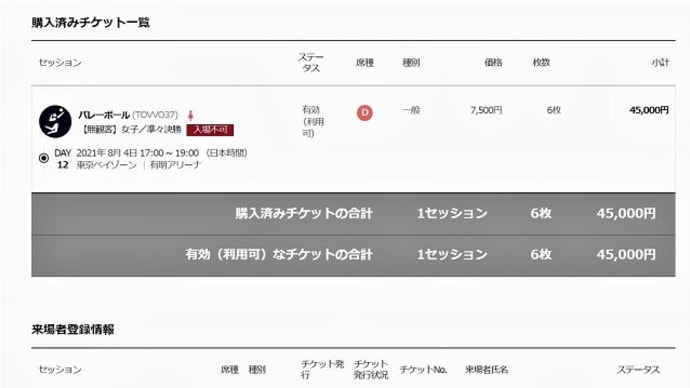 スポーツ No.217 『「オリンピック観戦チケット」 入場不可』