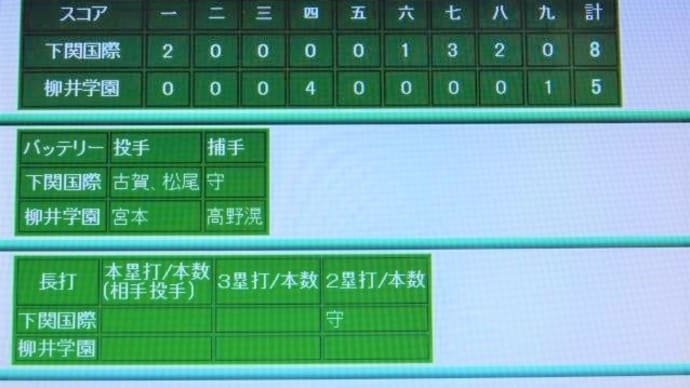 令和2年山口県体育大会高校野球競技（硬式）準々決勝「下関国際対柳井学園」
