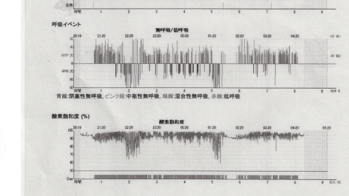本日ハム大学付属病院へ。先日の1泊2日の入院での検査結果を聞きに。睡眠時無呼吸症候群の重症患者という認定へ。